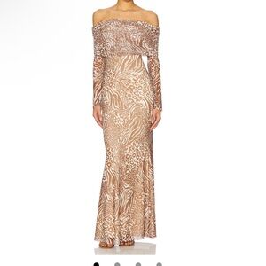 AFRM Animal Print Off-Shoulder Maxi Dress